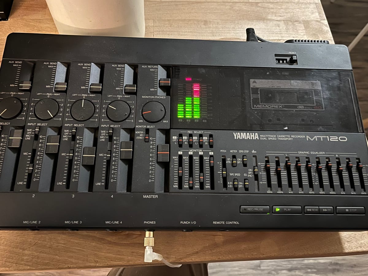 Yamaha MT120 multitrack cassette recorder powered on